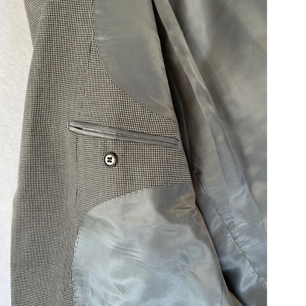 Lauren Ralph Lauren Blazer Mens 46L‎ Grey Houndstooth Two Button Sport Coat